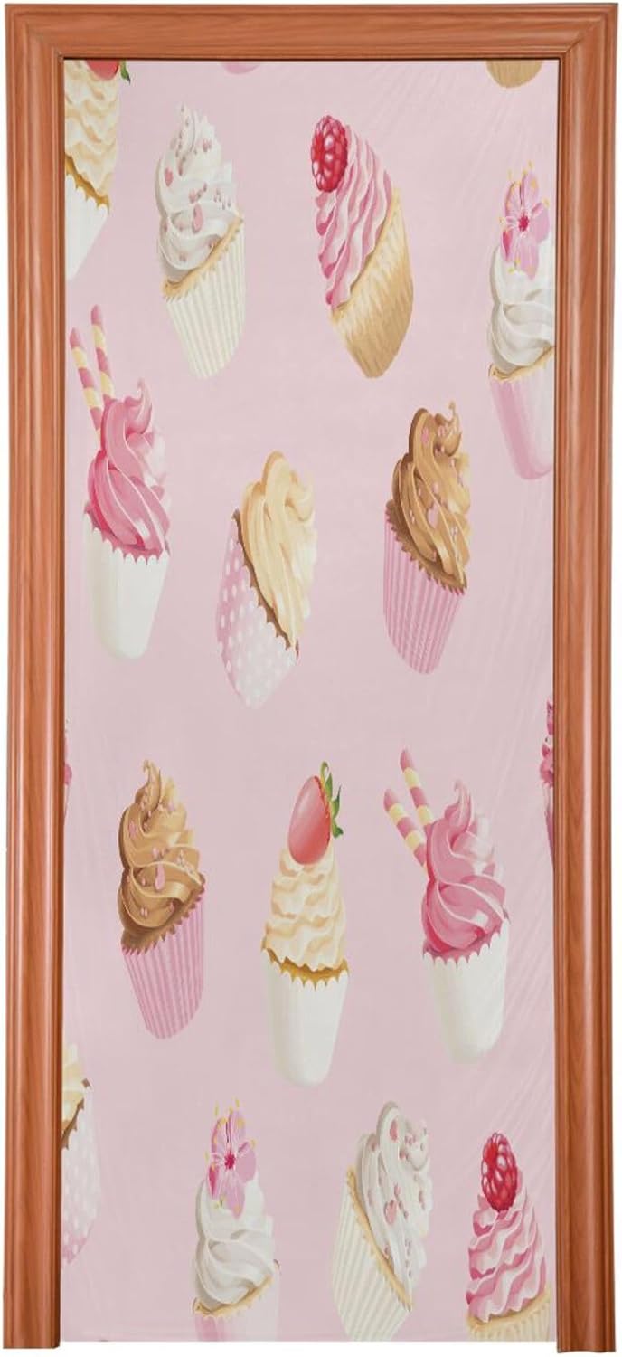 Susiyo Pink White Cupcakes Halloween Door Cover
