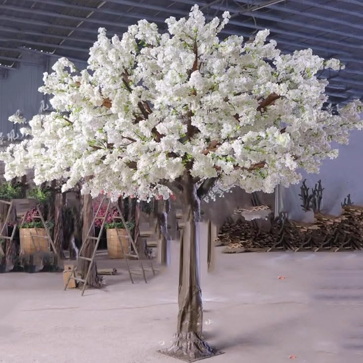QIUPAI Artificial Cherry Blossom Tree 1x09m White Wishing Tree Decor