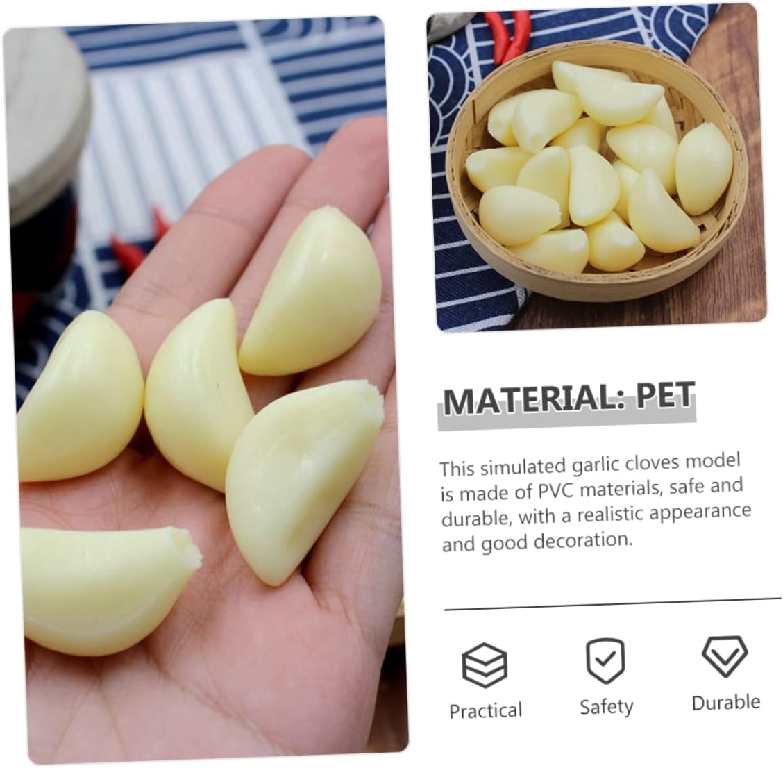 10pcs Simulated Garlic Cloves for Photography and Display