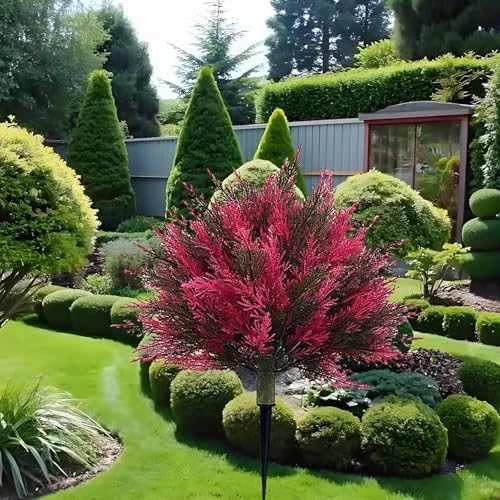 22 Inch Artificial Cedar Topiary Ball Trees Purple Fade Resistant