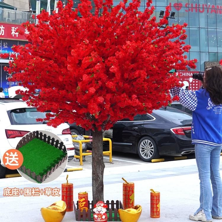 Faux Peach Blossom Tree Artificial Realistic Fake Tree