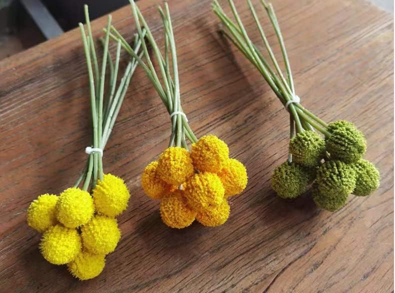Rikyo 18 Stems Artificial Billy Balls Flower Bouquet 10 Inch Green