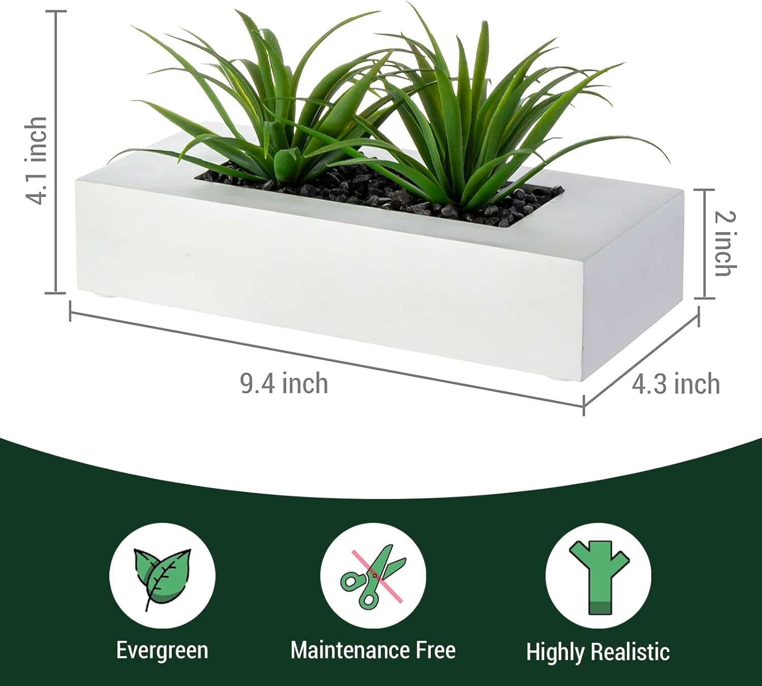 MyGift 10 Inch Artificial Grass Plants in White Wood Planter