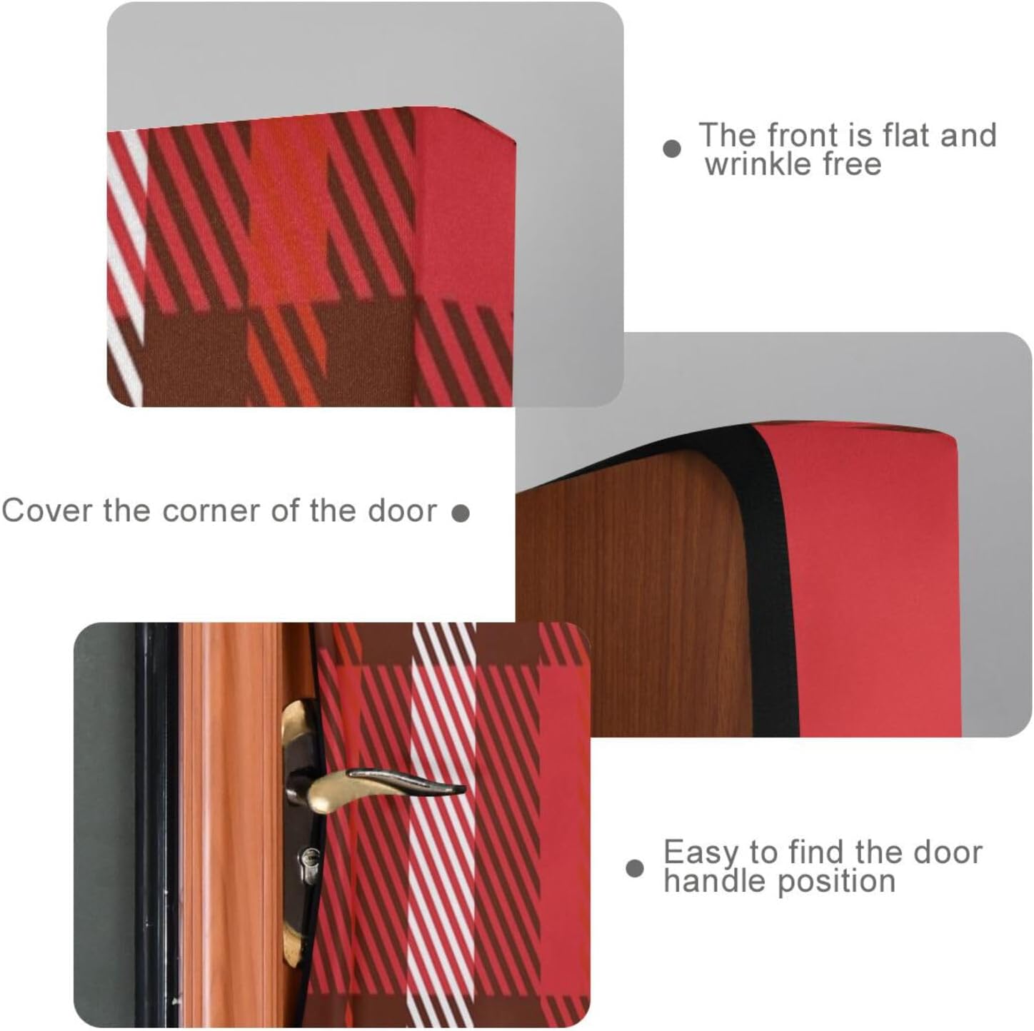 Susiyo Christmas Red Plaid Door Cover for Holidays