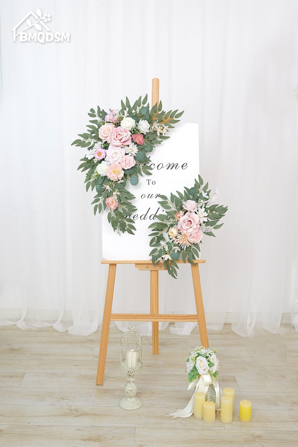 Wedding Welcome Signs Floral Pack of 2 New Pink