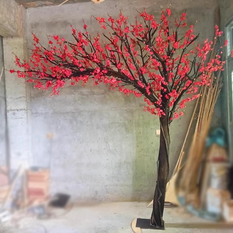 Artificial Plum Blossom Tree Red 1mx08m Indoor Decor