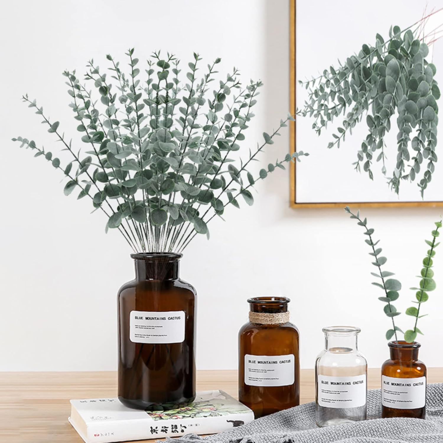 ABAJI Artificial Eucalyptus Black Stem Plant Decorations