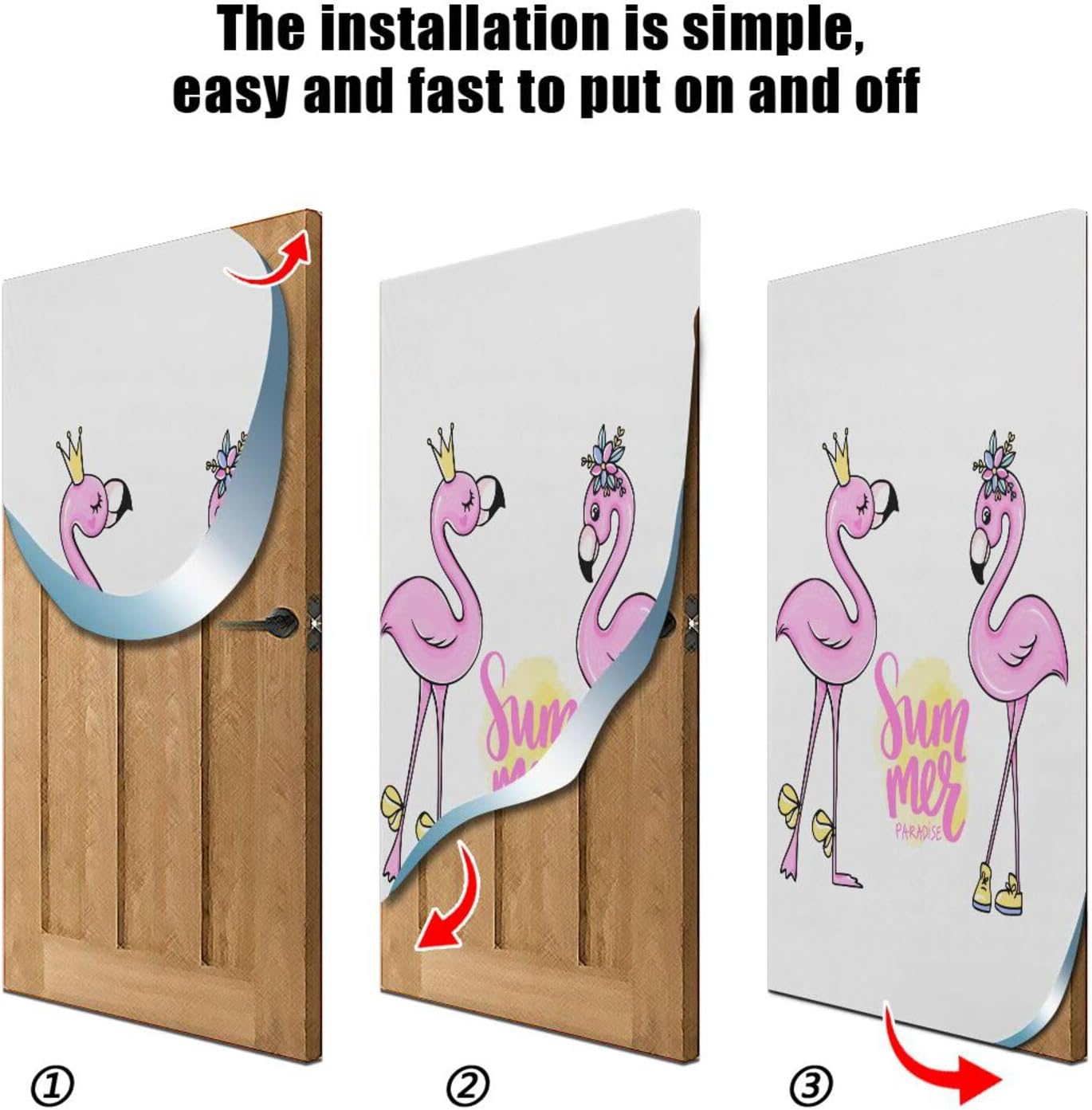 Susiyo Pink Flamingos Door Cover Halloween Decoration Set