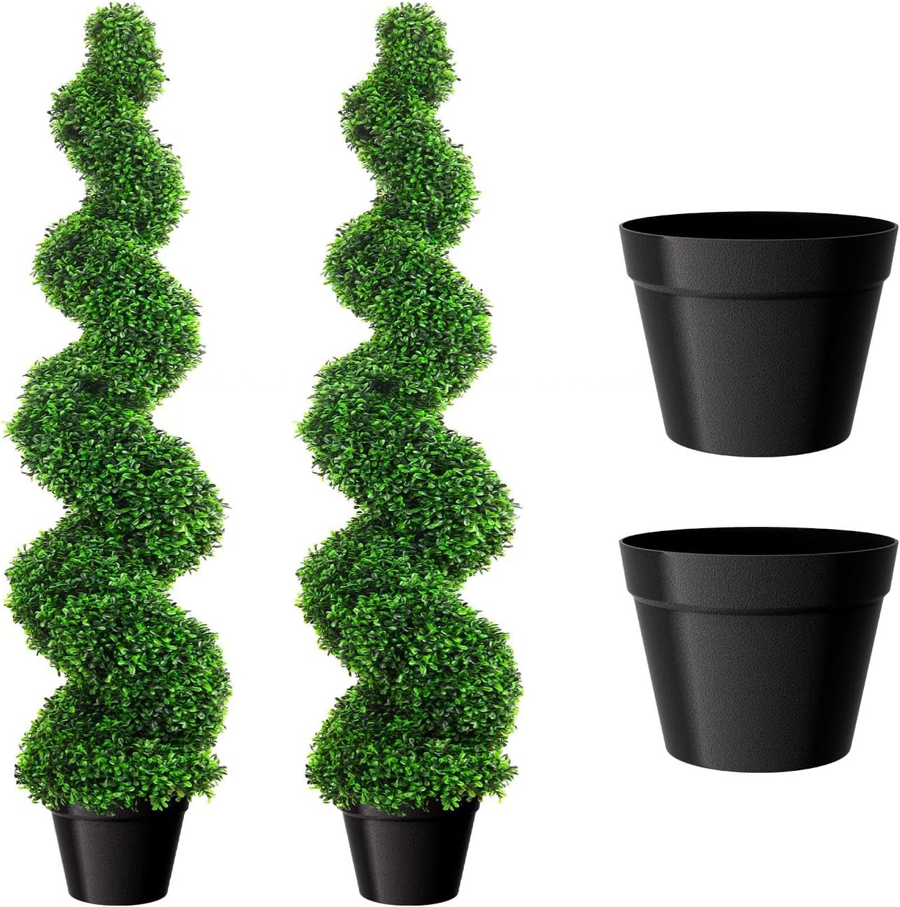 3 Ft Tall Artificial Spiral Topiary Trees Set of 4