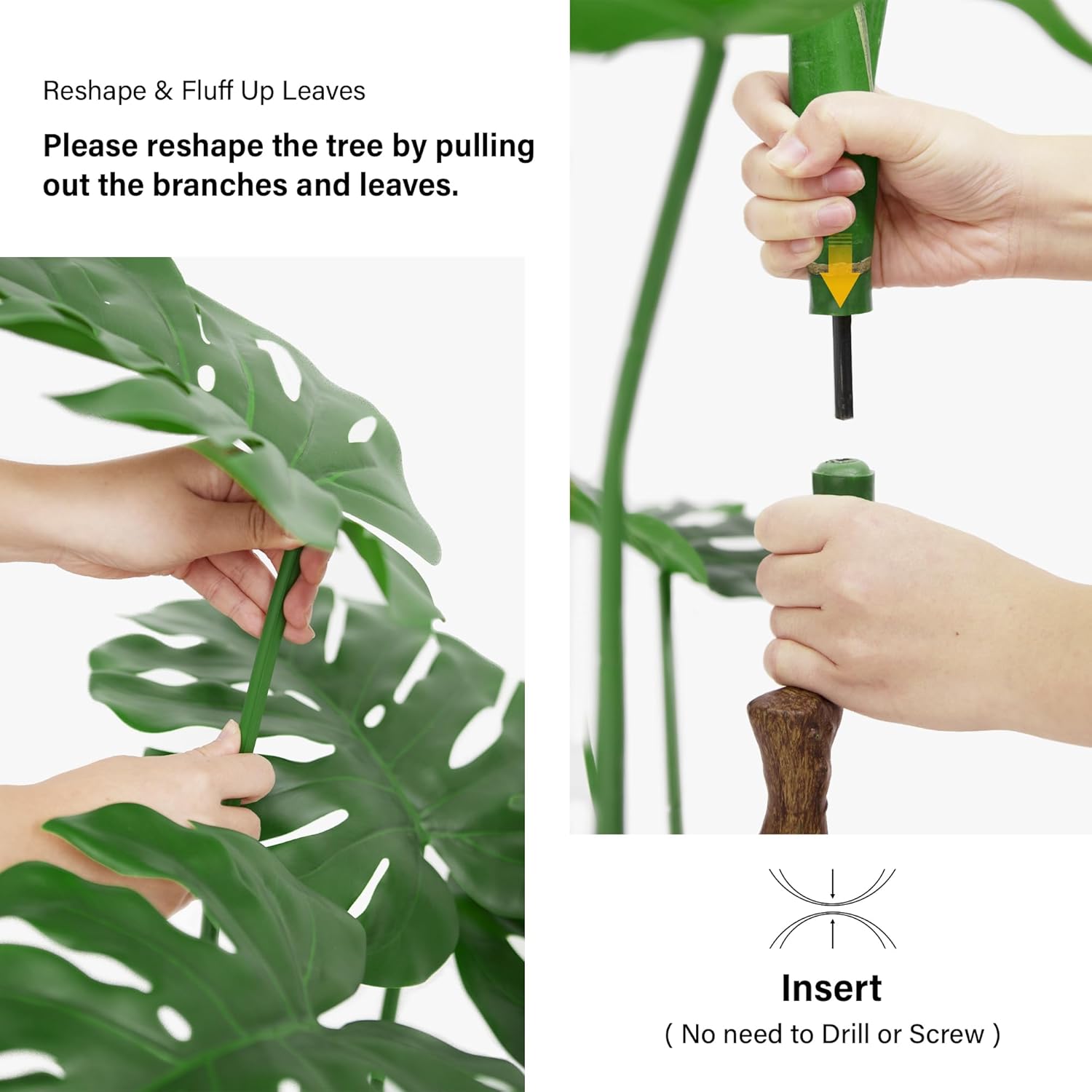 Saksun 35ft Artificial Monstera Deliciosa Plant with Pot