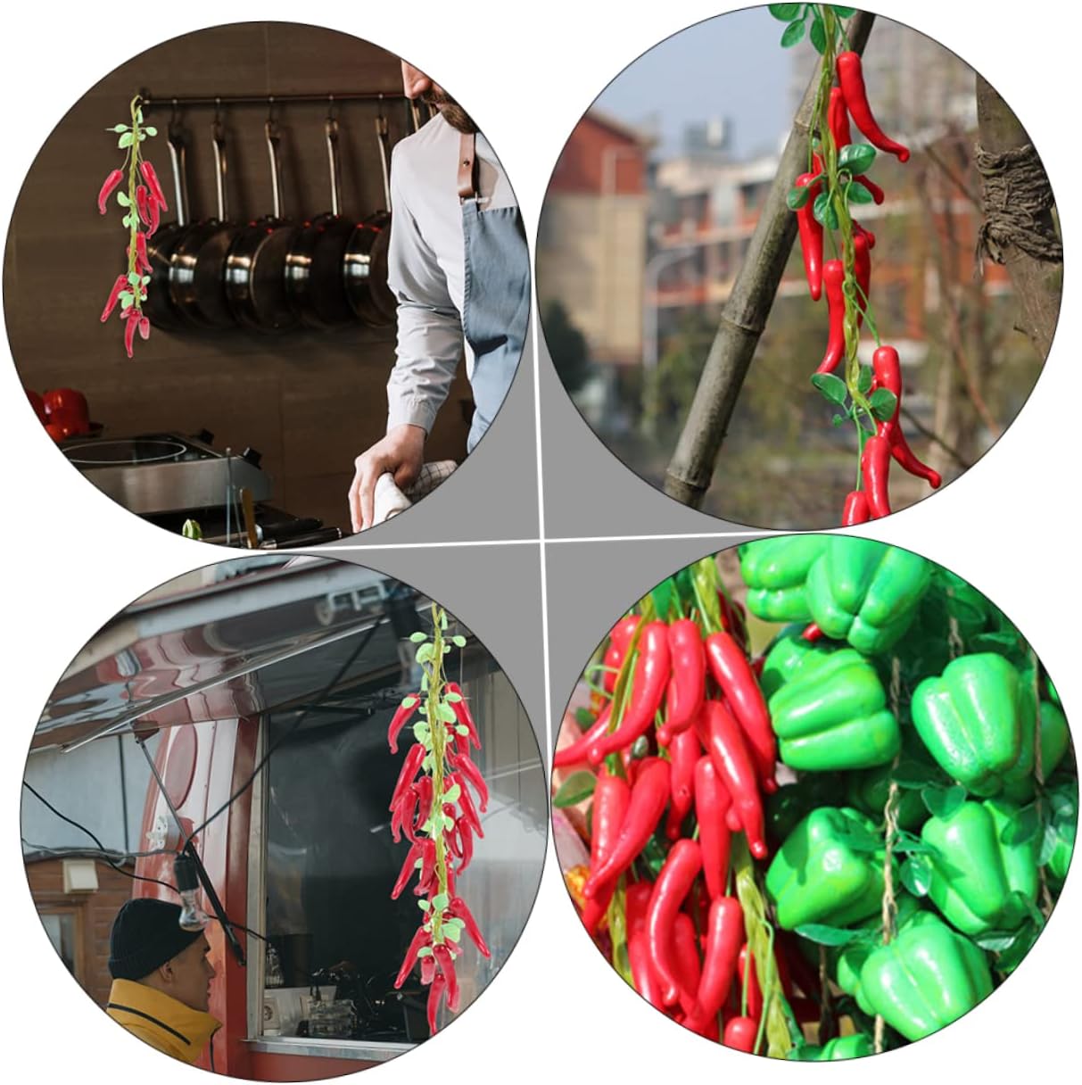 4pcs Hanging Fake Pepper Decorations for Home Kitchen Party