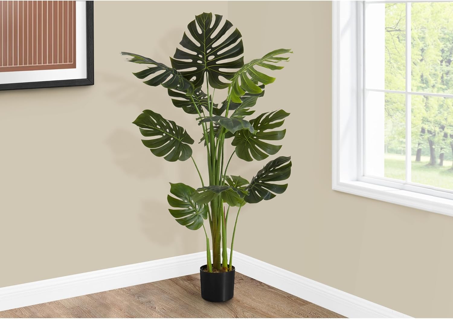 Monarch Specialties I 9548 Artificial Monstera Plant 55 Tall