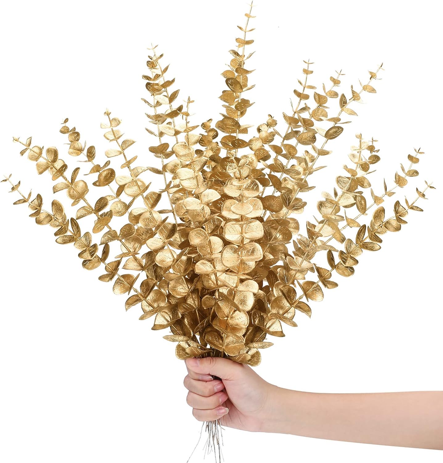Waydress 12 Piece Gold Eucalyptus Spray Artificial Flower Decor