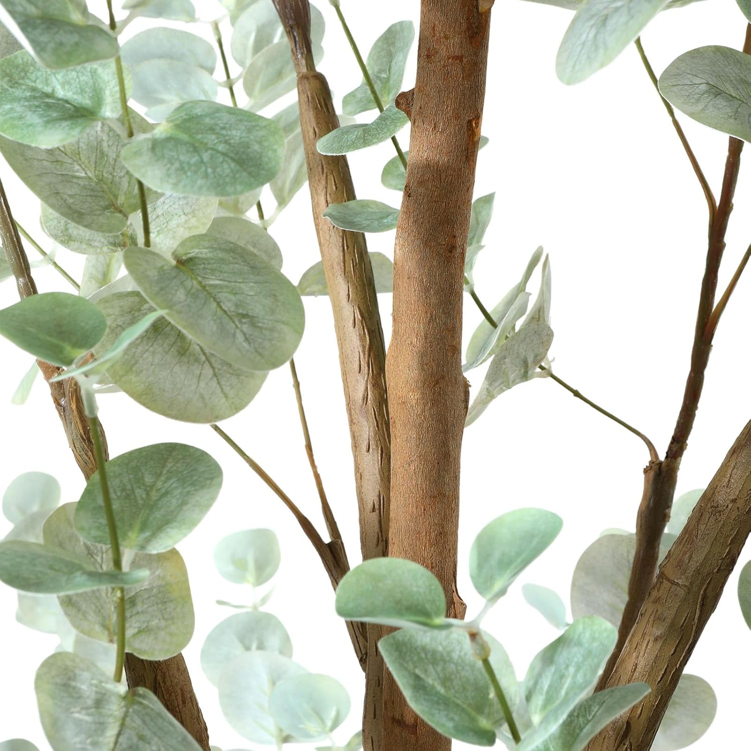 PISKOAN 4ft Artificial Eucalyptus Tree with Natural Wood Trunk and Lifelike Leaves