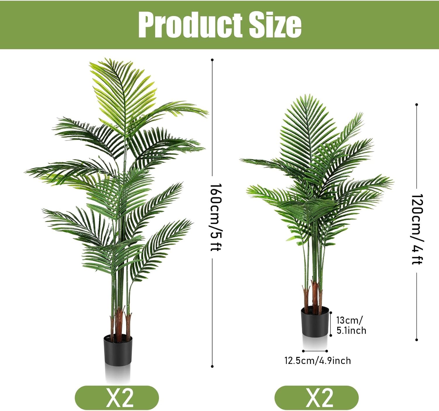 Jexine 4 Pack Artificial Palm Trees 4ft 5ft