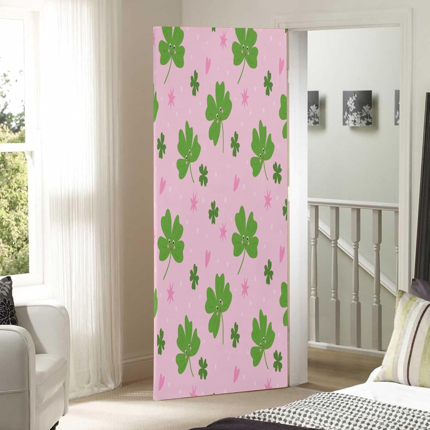 Susiyo Green Clover Leaves Halloween Door Cover
