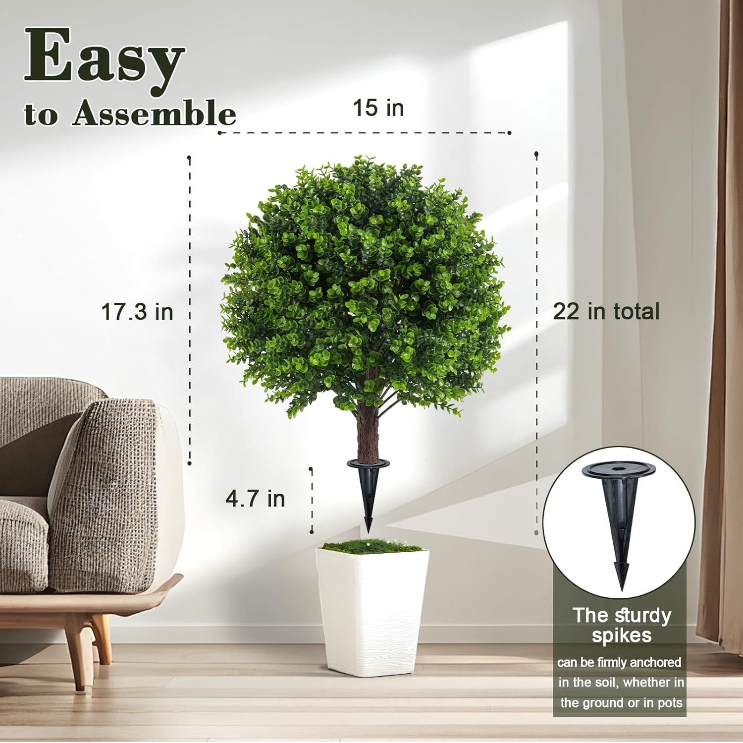 Chillchard Artificial Boxwood Topiary Outdoor 2 Pack Faux Shrubs