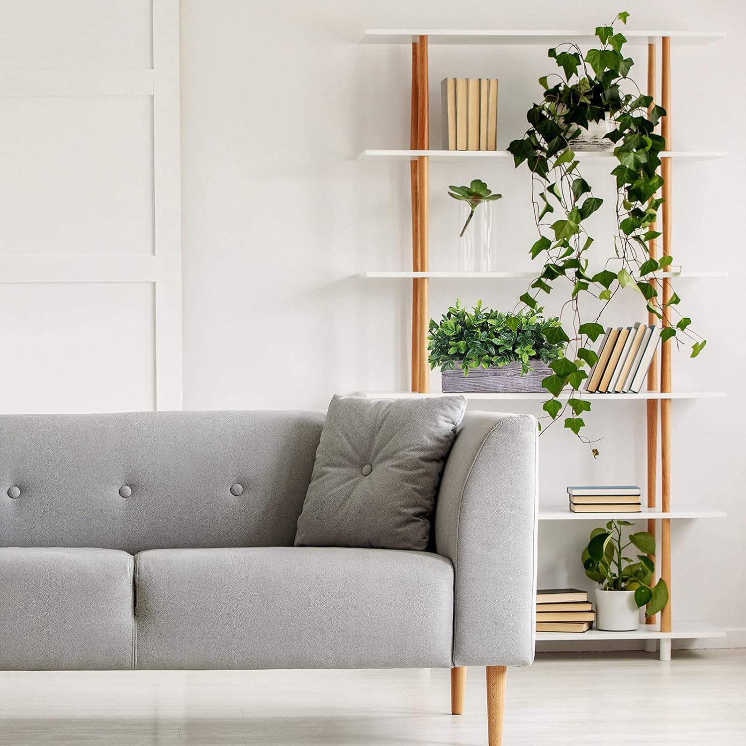 Artificial Eucalyptus Plant in Rustic Wooden Planter Box