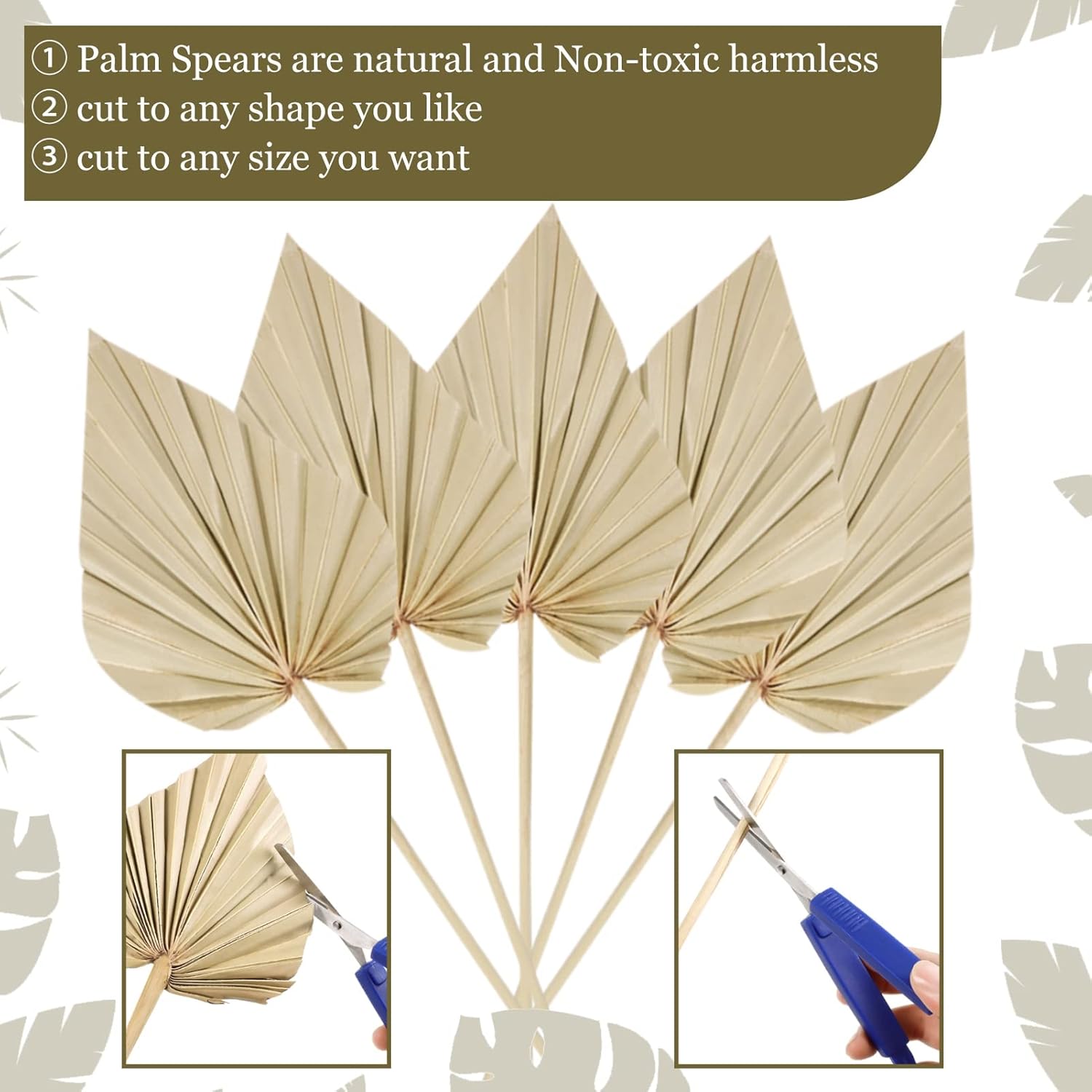 Cenkaiyang 20 Pcs Boho Dried Palm Leaf Spears with Stem