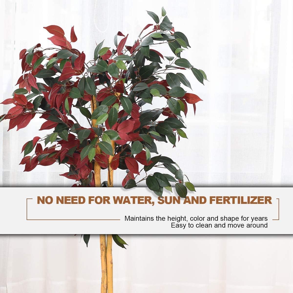 LDAILY LUARANE 4ft Artificial Ficus Tree with Cement Pot