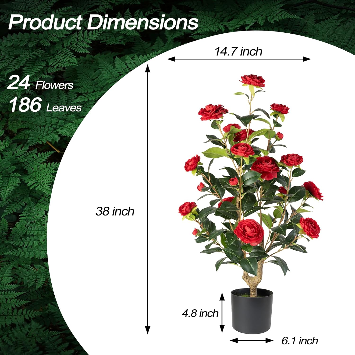 Artificial Camellia Tree Set of 2 - Red Flowers Realistic Design