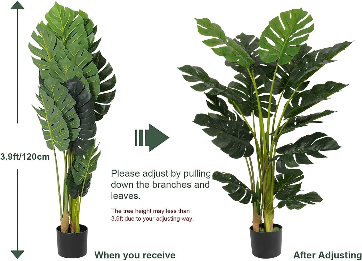 VIAGDO Artificial Monstera Deliciosa Plant 4ft Tall 2 Pack