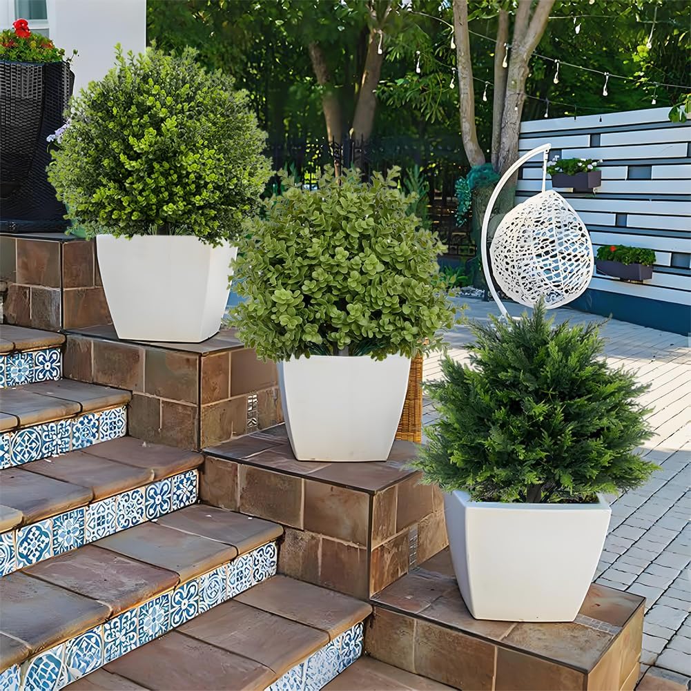 2 Pack Artificial Cypress Topiary Trees with Spike