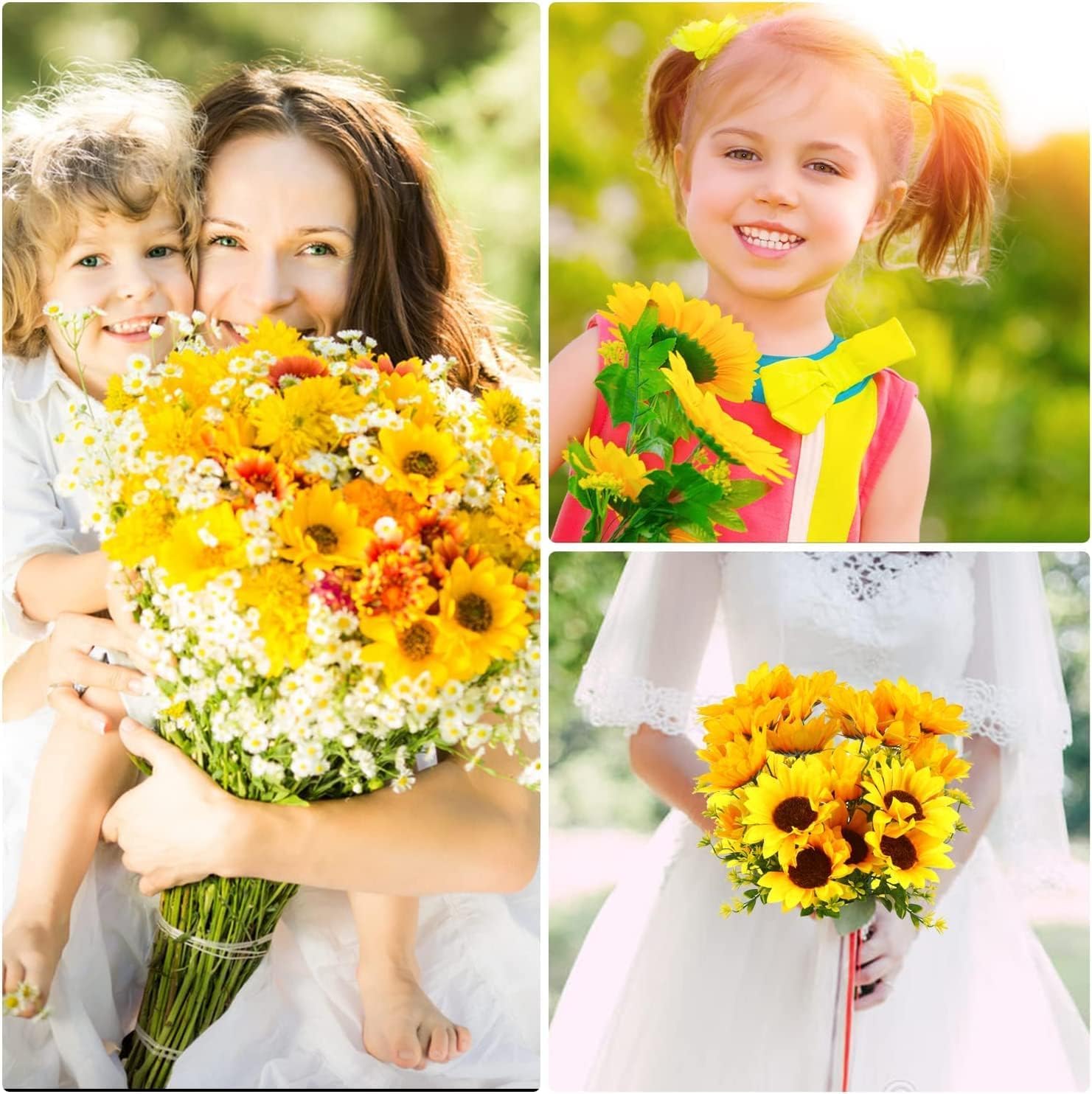 STEFORD Artificial Sunflowers Bouquet 2 Bunches Realistic