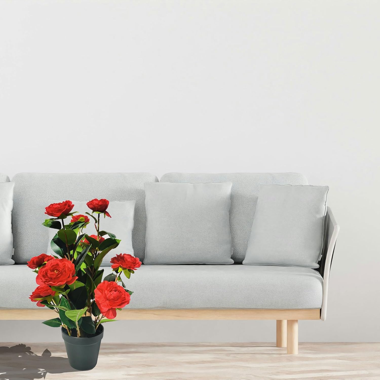 16 Inch Artificial Camellia Tree with 9 Large Blooms and 3 Small Blooms
