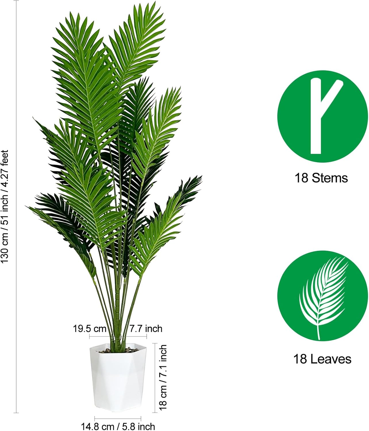 SAJANDAS 2 Piece Artificial Areca Palm Plants 51 Inch