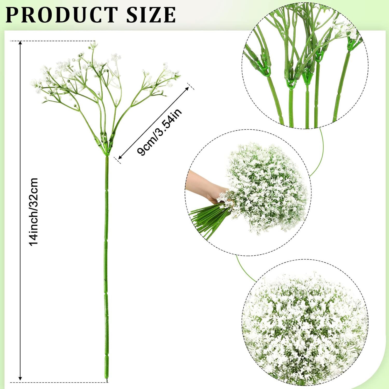 Ysleen 100pcs White Artificial Baby Breath Flowers for Decorations