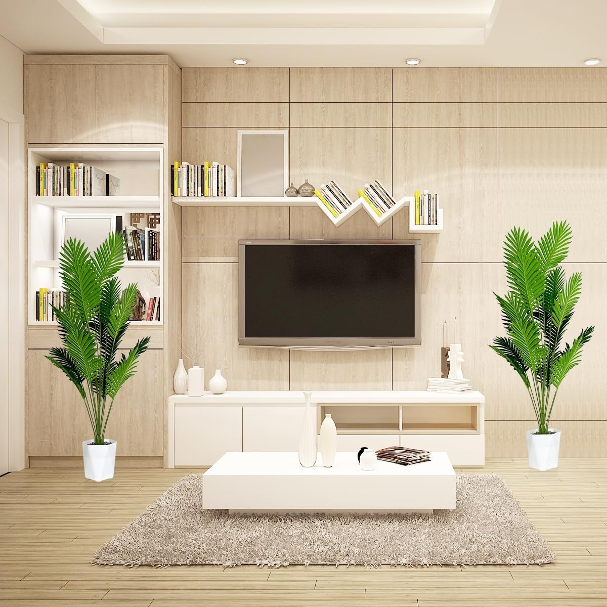 SAJANDAS 2 Piece Artificial Areca Palm Plants 51 Inch