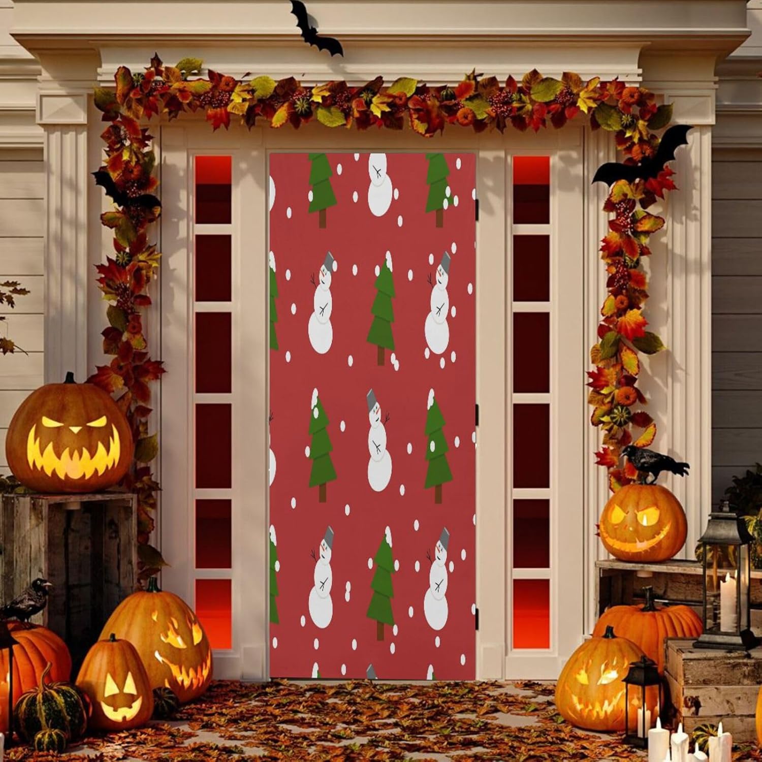 Susiyo Trees Cute Snowman Halloween Door Cover