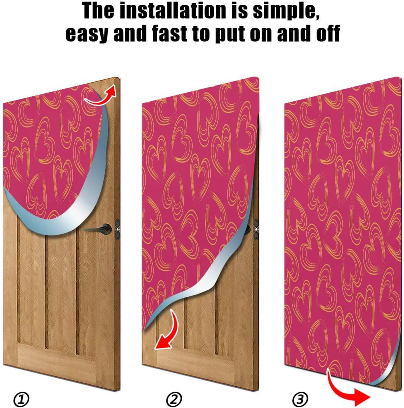 Susiyo Heart Shaped Halloween Door Cover Stretch Fabric 32x79 in