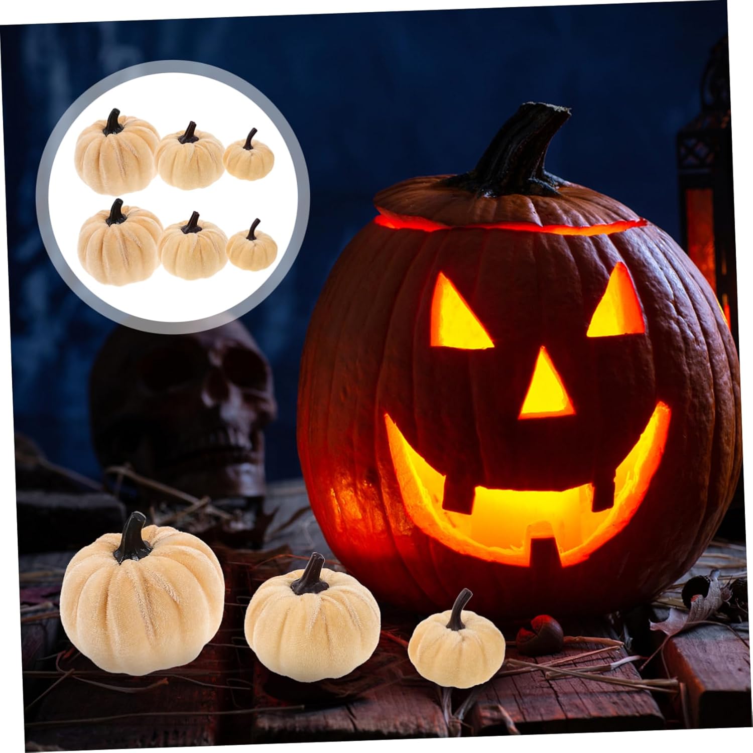 PRETYZOOM 6pcs Artificial Pumpkins Halloween Decor Centerpieces