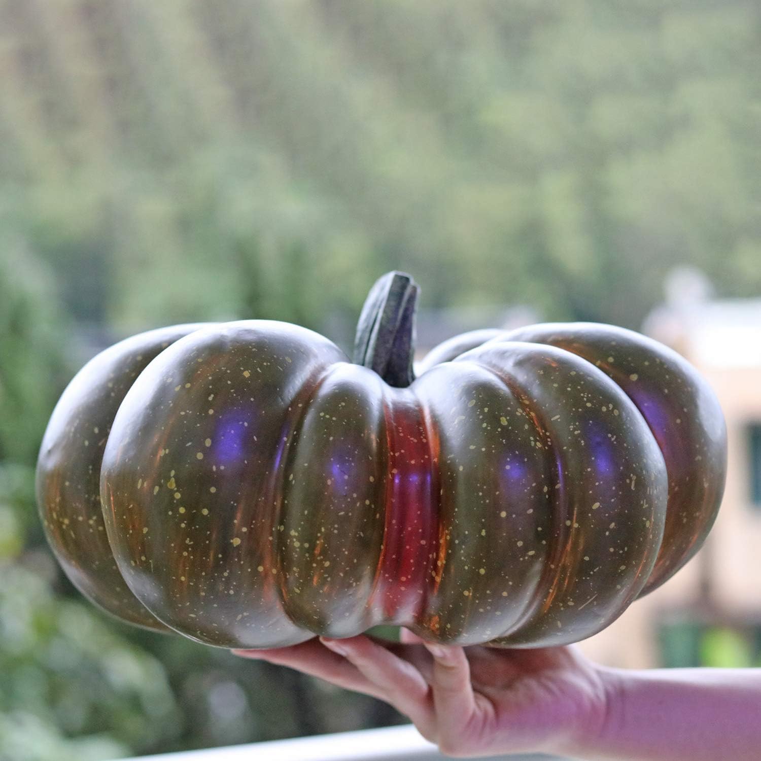 Big Artificial Pumpkin for Fall Decor Green 126inch Handmade