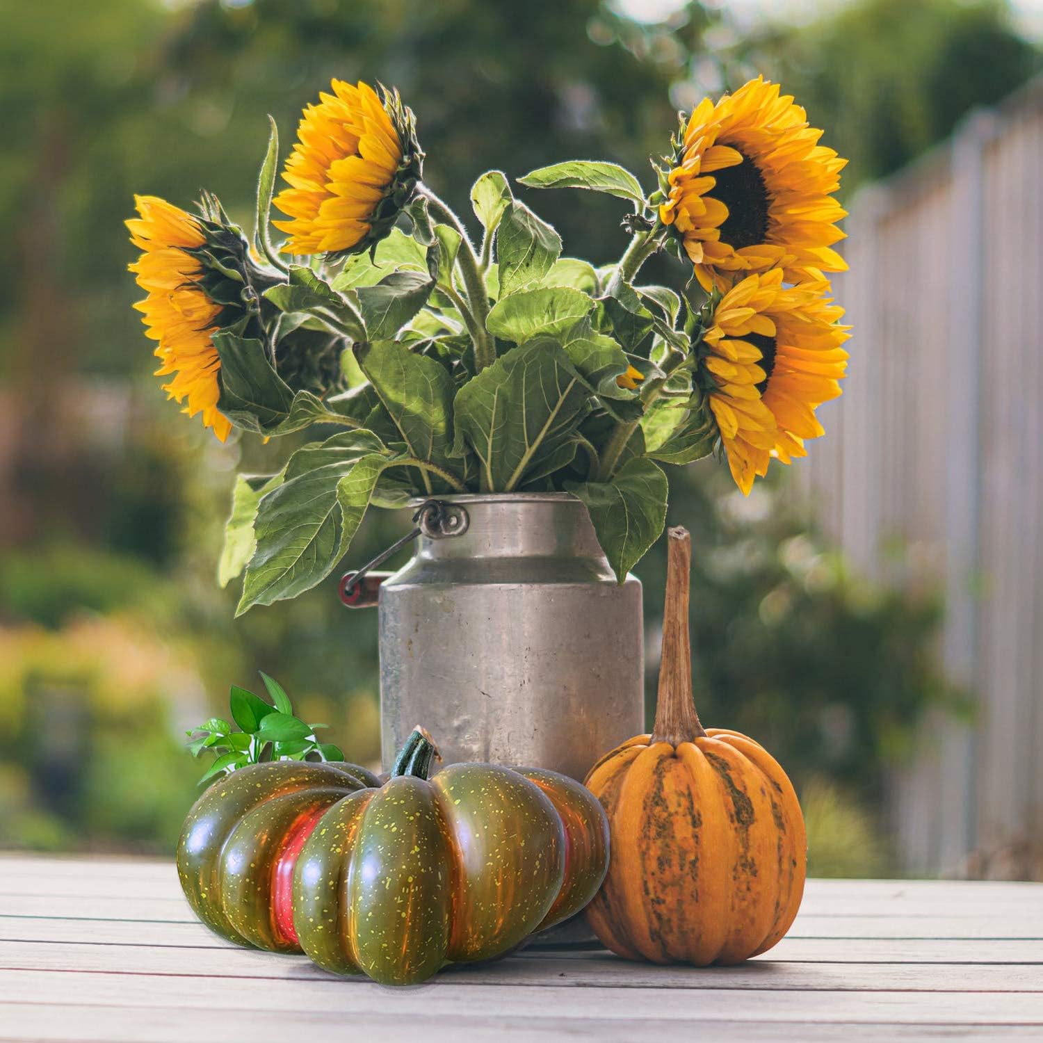 Big Artificial Pumpkin for Fall Decor Green 126inch Handmade