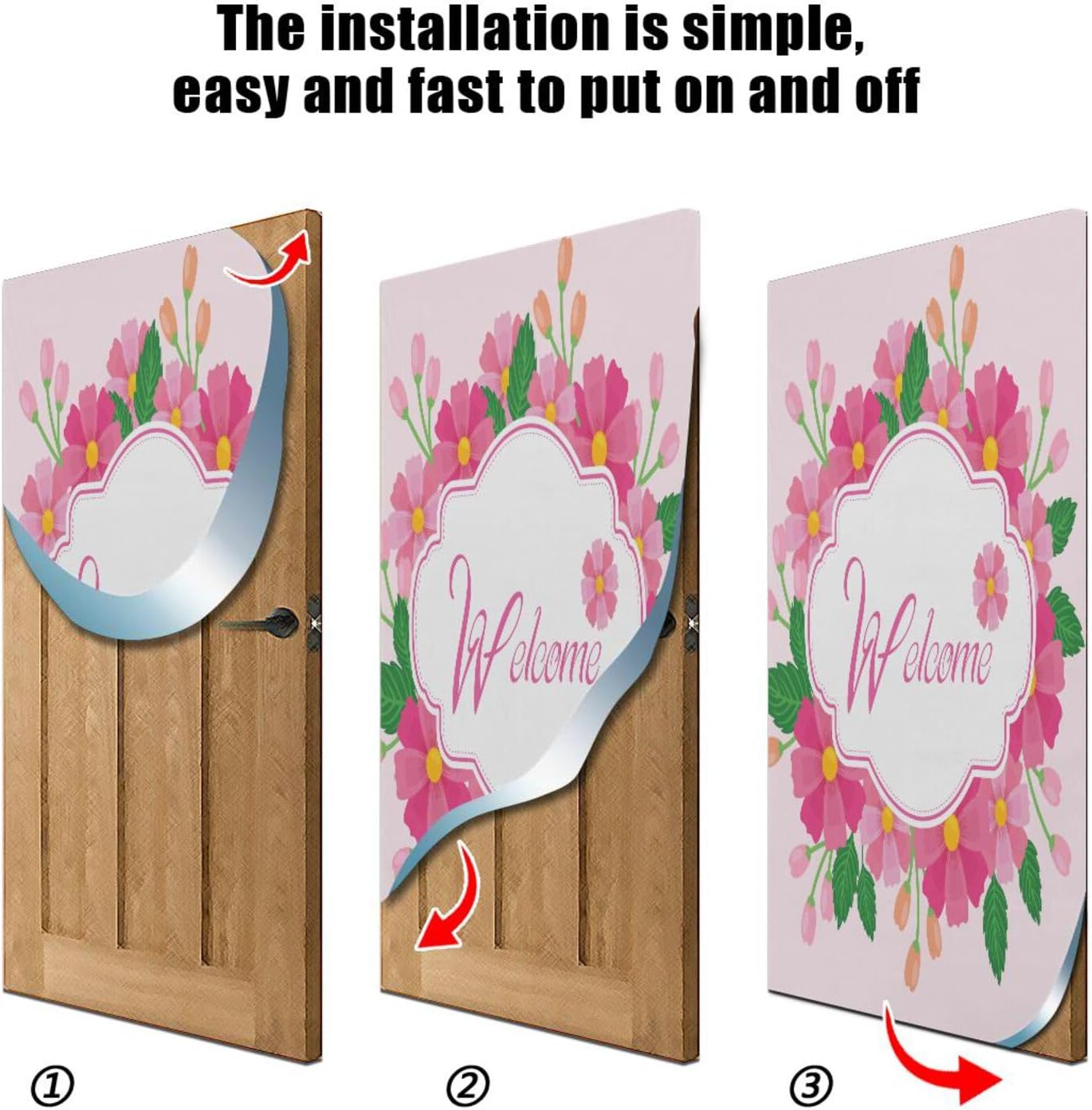 Susiyo Hello Spring Pink Halloween Door Cover 32x79 in