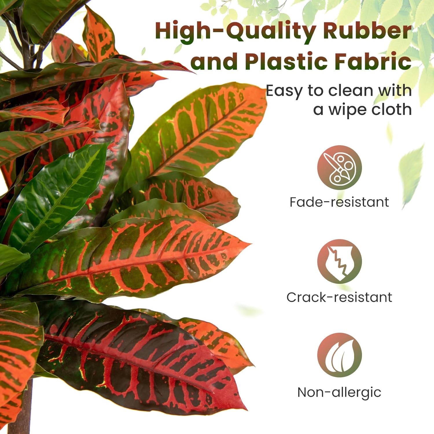 HAPPYGRILL Artificial Croton Plant 40 Tall with Pot