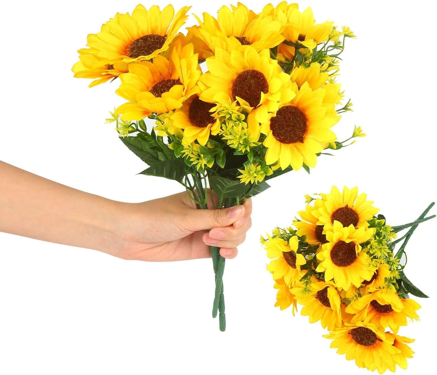 STEFORD Artificial Sunflowers Bouquet 2 Bunches Realistic