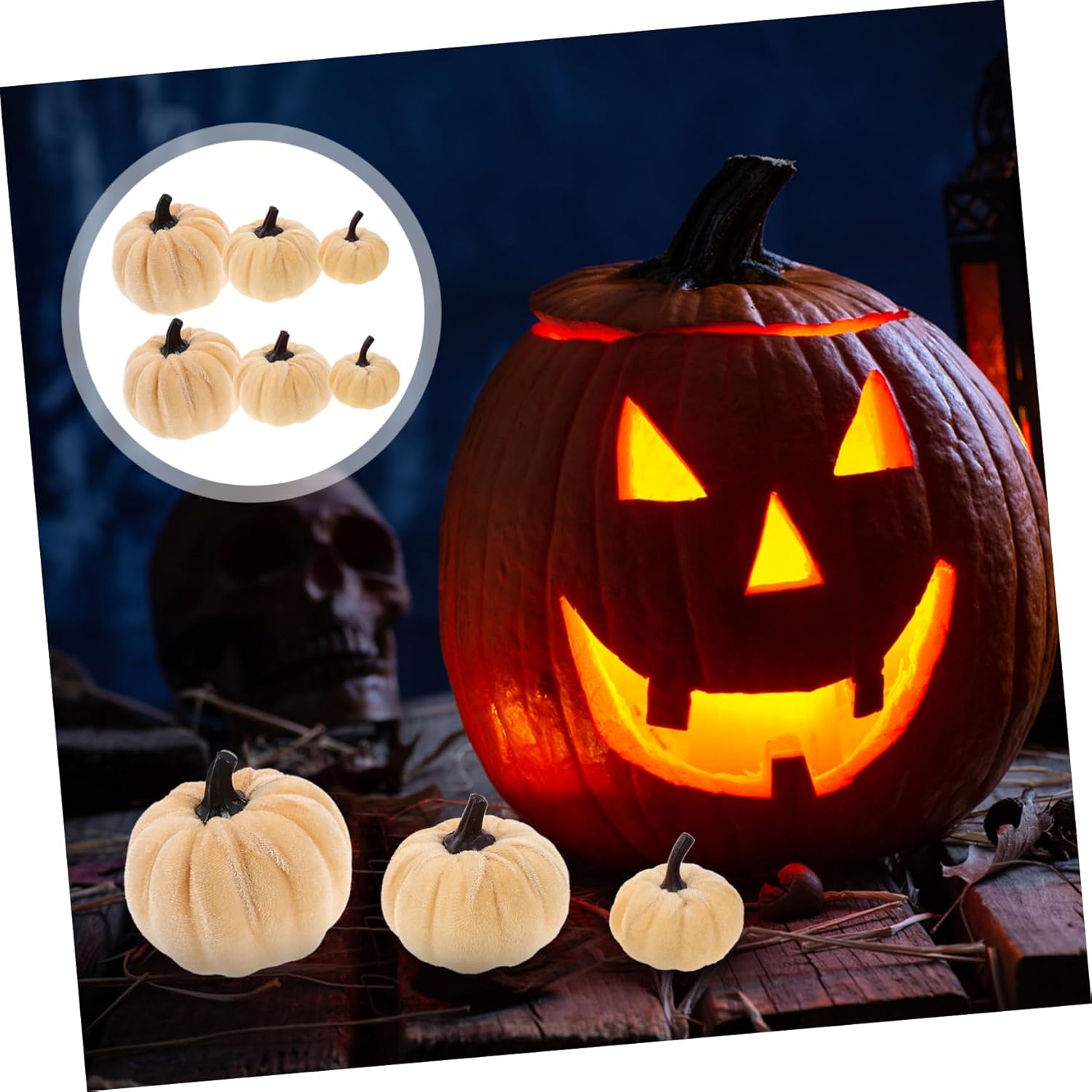 6pcs Artificial Pumpkins for Halloween Decor and Fall Centerpieces