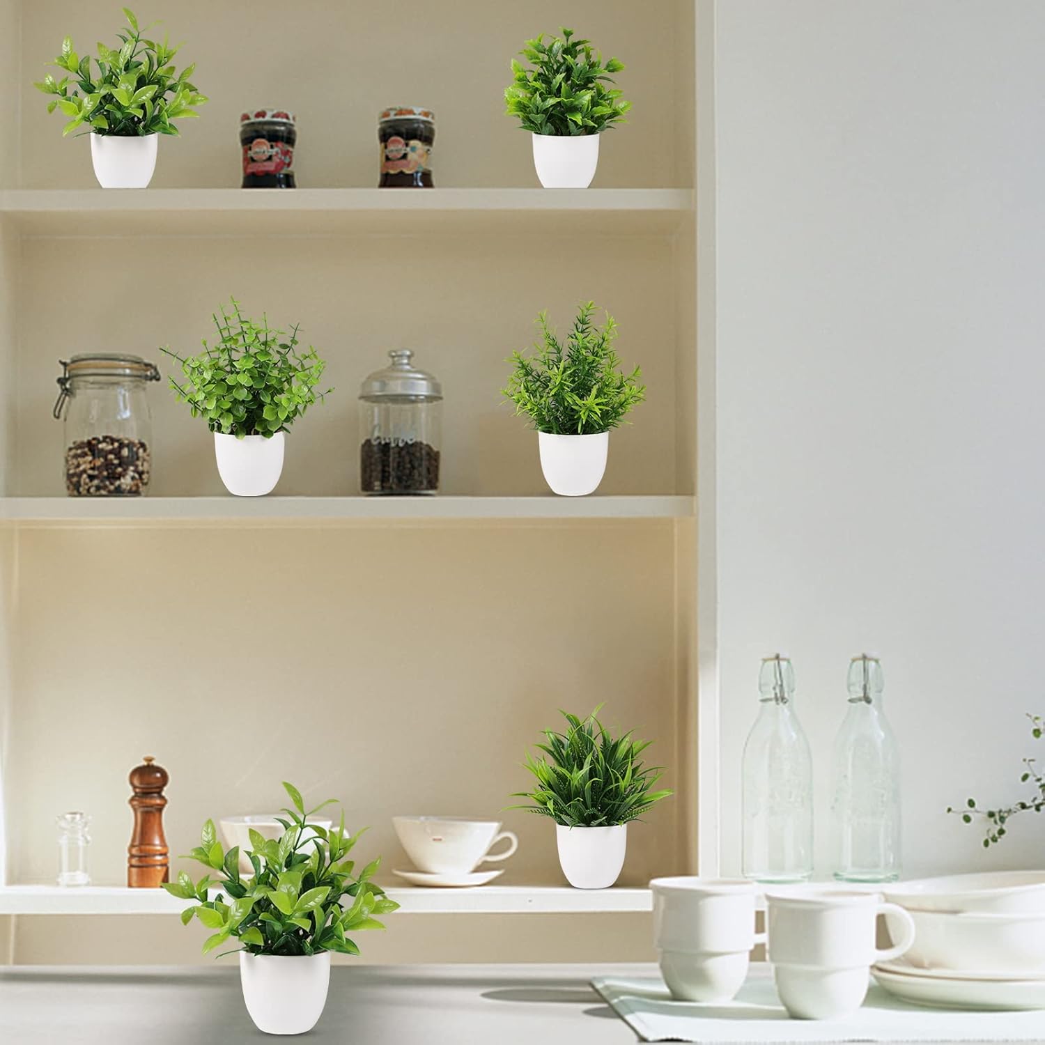 Yoratee Artificial Plant 6PCS Indoor Faux Greenery Decor