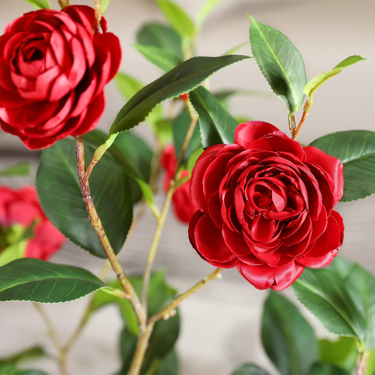 OAKRED 48 Inch Artificial Camellia Tree with Planter