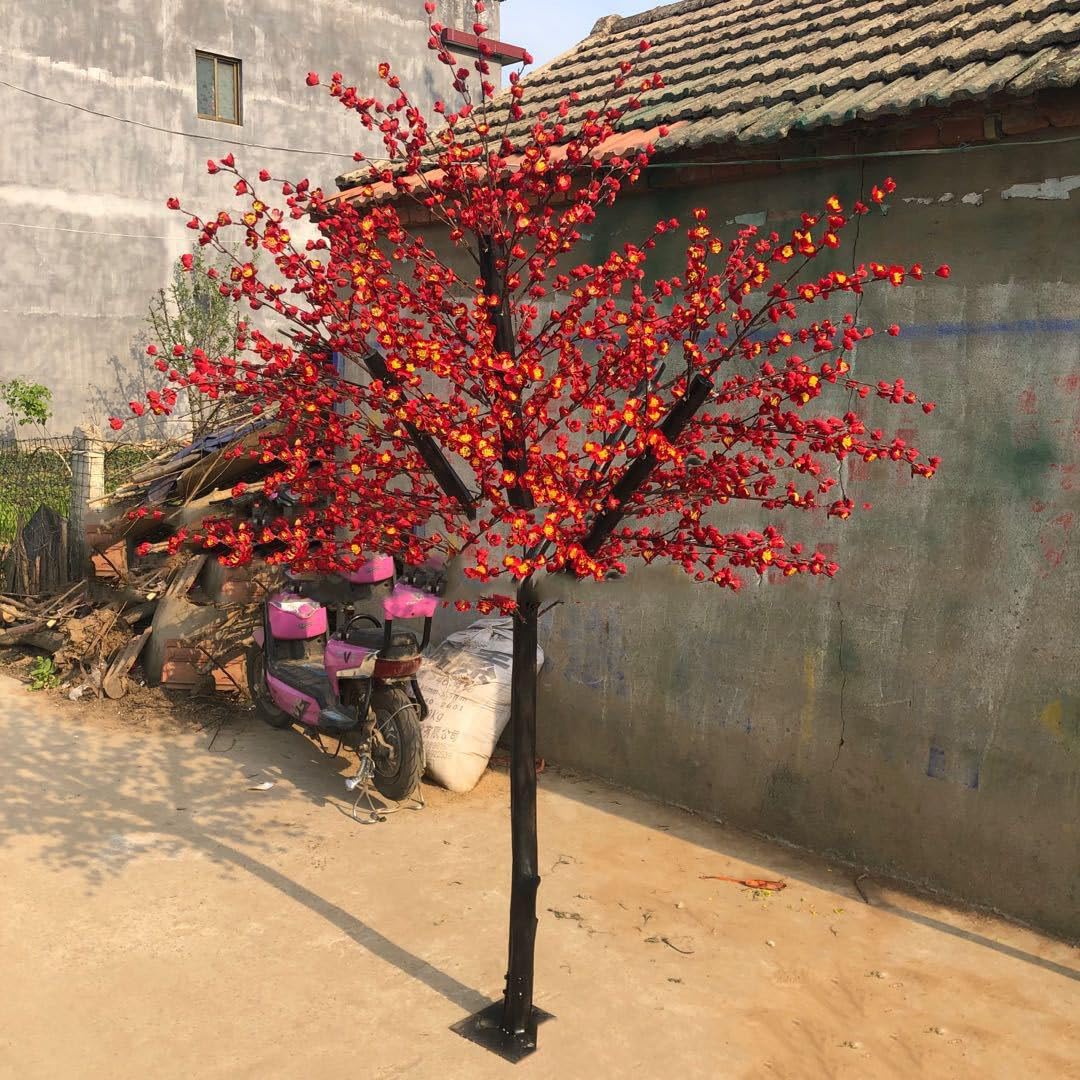 EUEUE Artificial Red Plum Blossom Tree 1mx08m