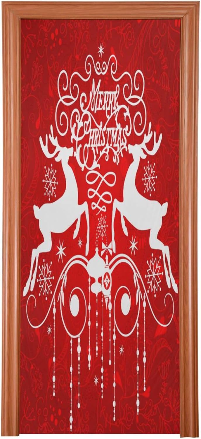 Susiyo Ribbons Deer Red Halloween Door Cover