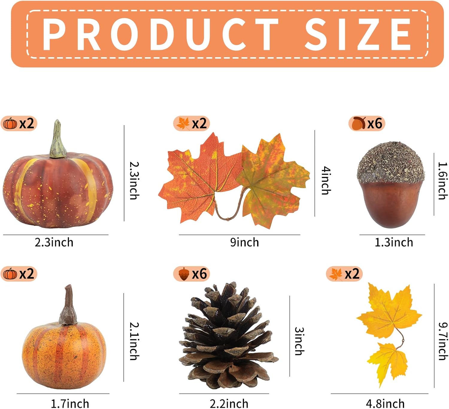 20 PCS Artificial Pumpkin Fall Decor Kit