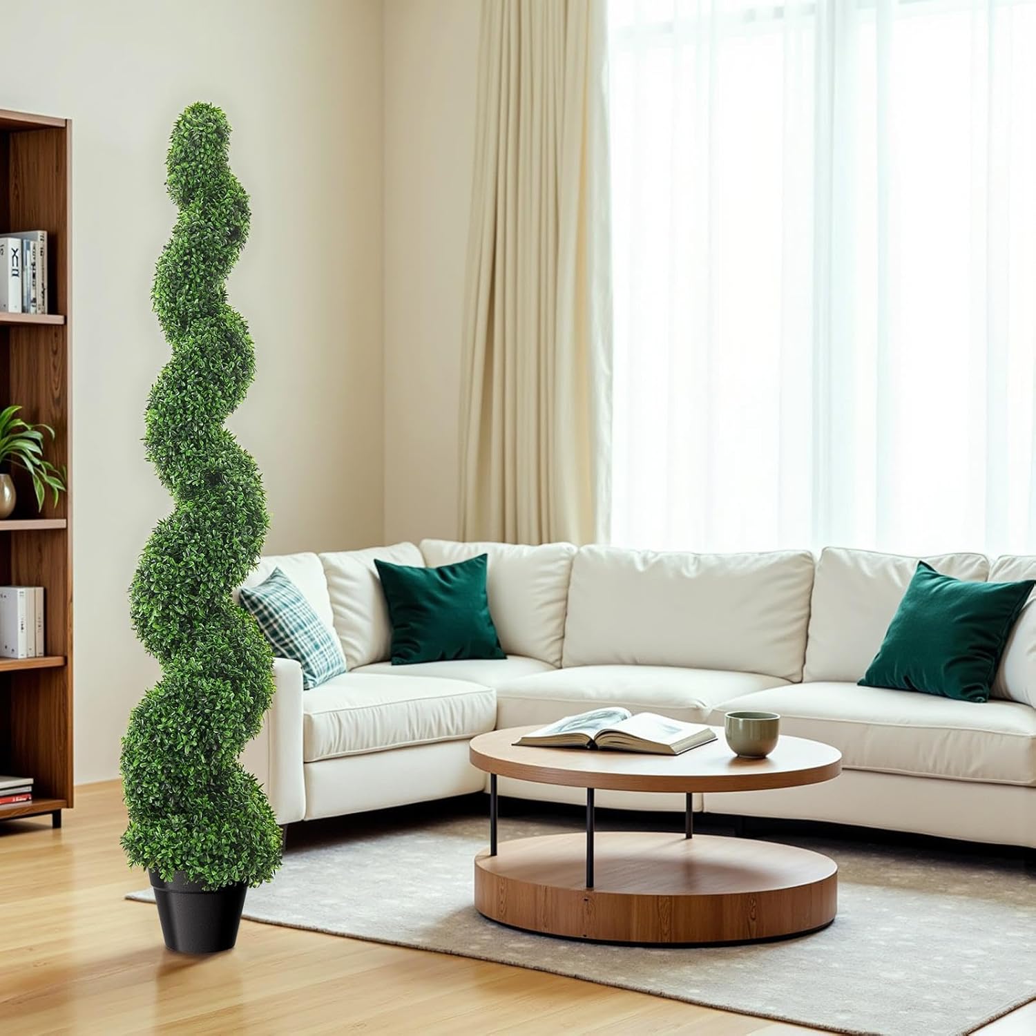 5FT Artificial Boxwood Spiral Topiary Trees 2 Pack