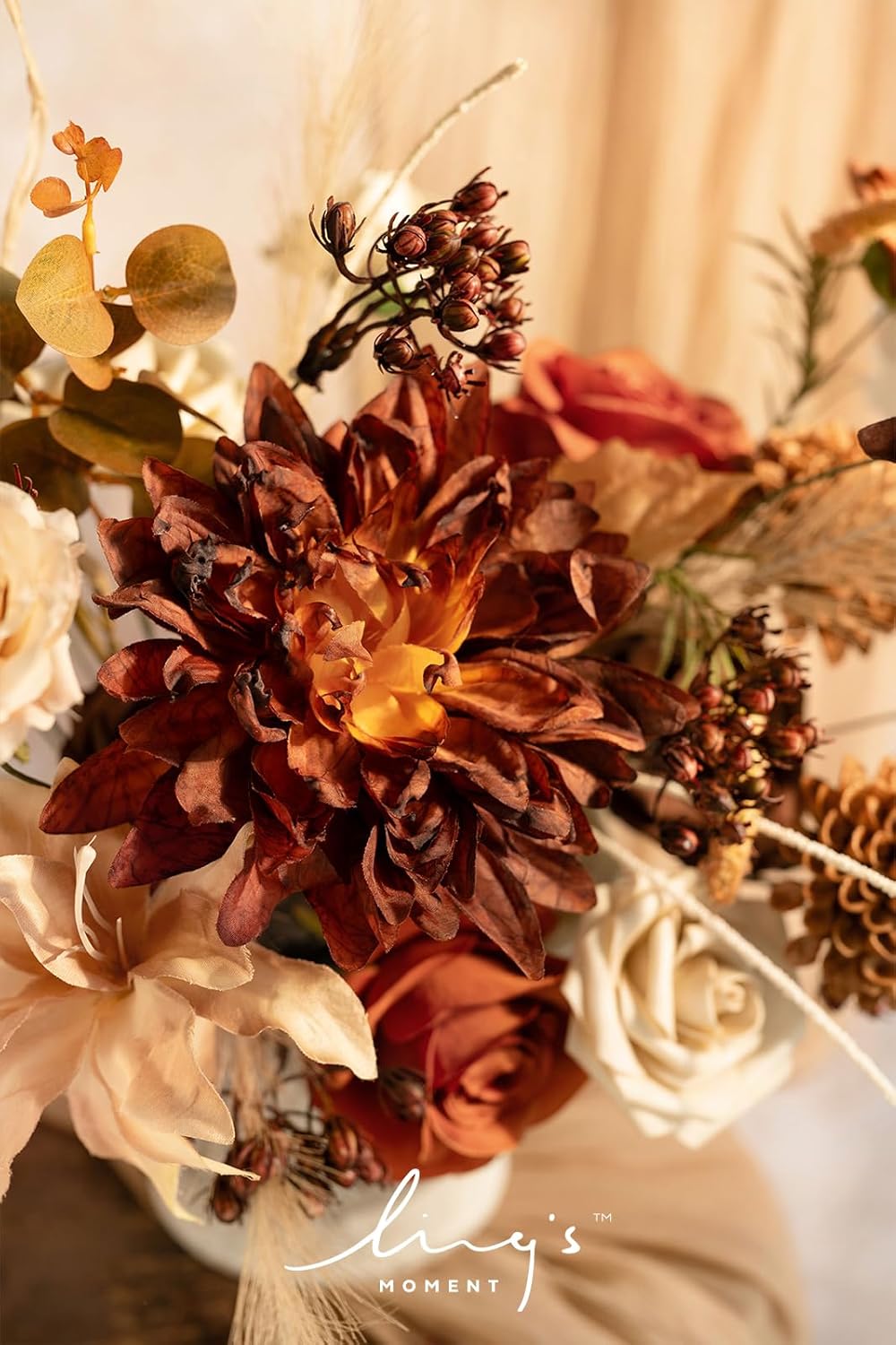 Lings Moment Burnt Orange Boho Artificial Flowers and Greenery Set
