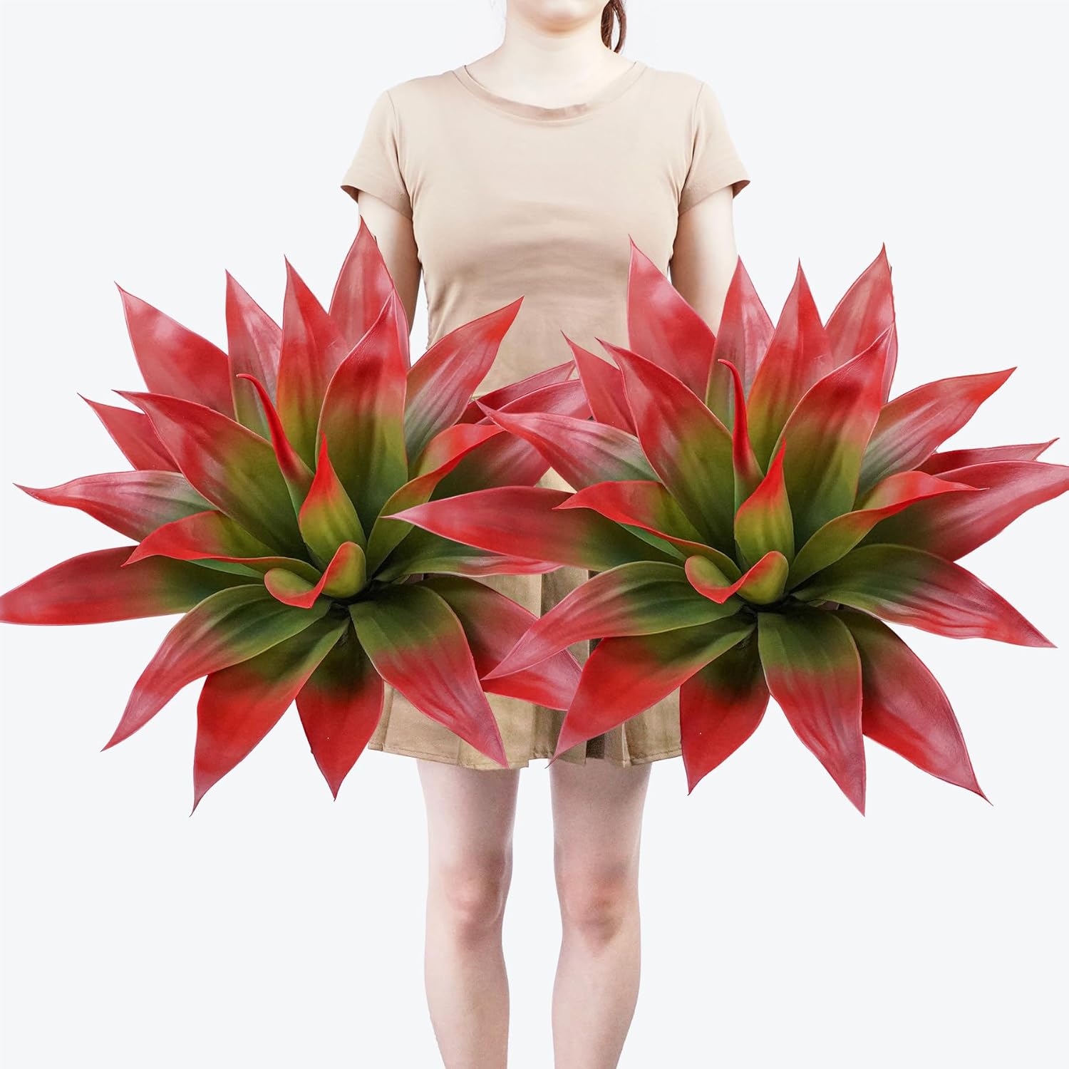 Ttranewsoo Artificial Agave Plants 2Pack 22 Red
