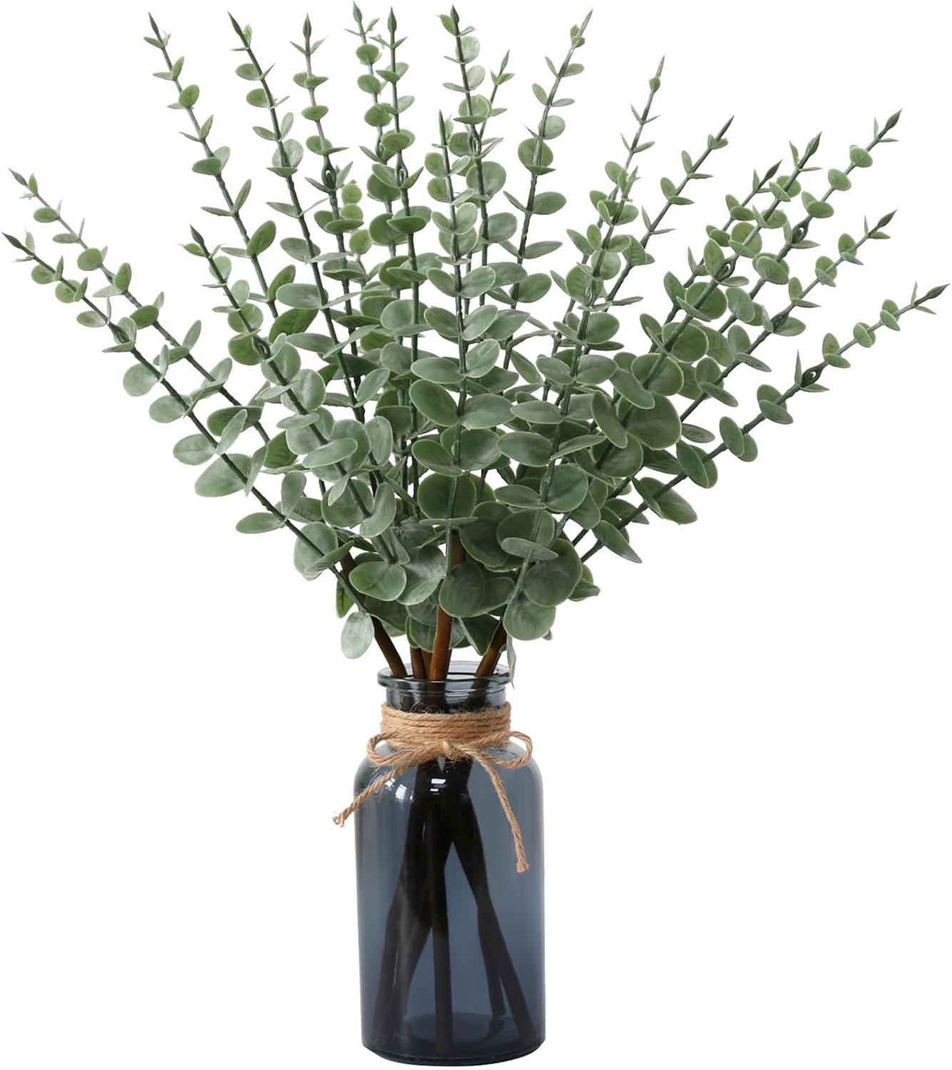 Leftover 188 Inch Artificial Eucalyptus in Black Glass Vase